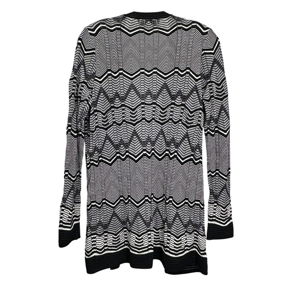 Missoni Made in Italy Black White Zig Zag Cardigan Size S M Open Front Geometric - Picture 2 of 8